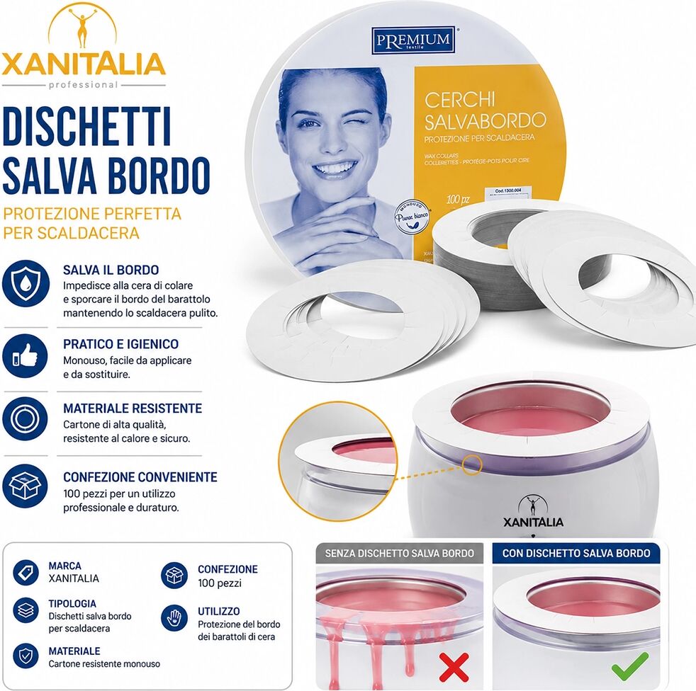 Xanitalia Dischetti Salva Bordo per Scaldacera – Confezione da 100 Pezzi