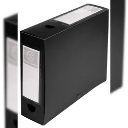Exacompta 59831E 10x Archivbox mit Druckknopf aus PP 700μ, Rücken 80mm, blickdicht, 25x33cm für DIN A4 - Schwarz