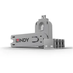 Lindy 40454 Schnittstellenblockierung Schnittstellenblockierung + Schlüssel USB Typ-A Weiß Acrylnitril-Butadien-Styrol (ABS) 5 Stück(e)
