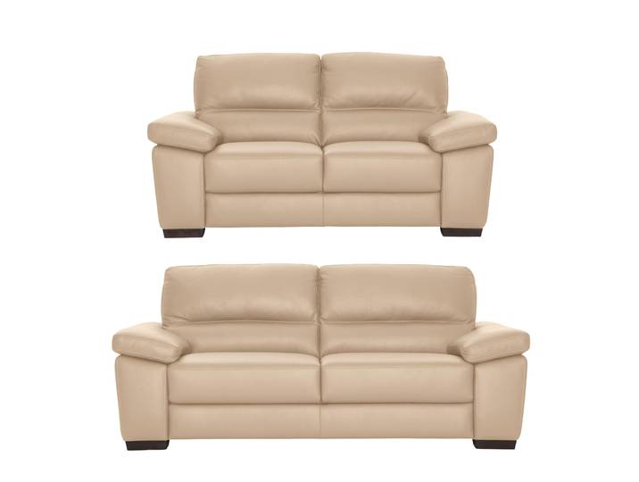 Polstergarnitur CALIA ITALIA Gaia, hochwertige Garnitur aus 2-Sitzer und 3-Sitzer, edles Design , beige, Leder BULL, Leder SORRENTO - 100% Leder;Leder BULL - 100% Leder, Sitzmöbel-Sets, Polstergarnitur, Ledergarnitur, in zwei hochwertigen Lederqualitäten