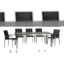 acamp Tischgruppe 6x 57310 Stapelsessel Auris mit Tisch 57311 Auris