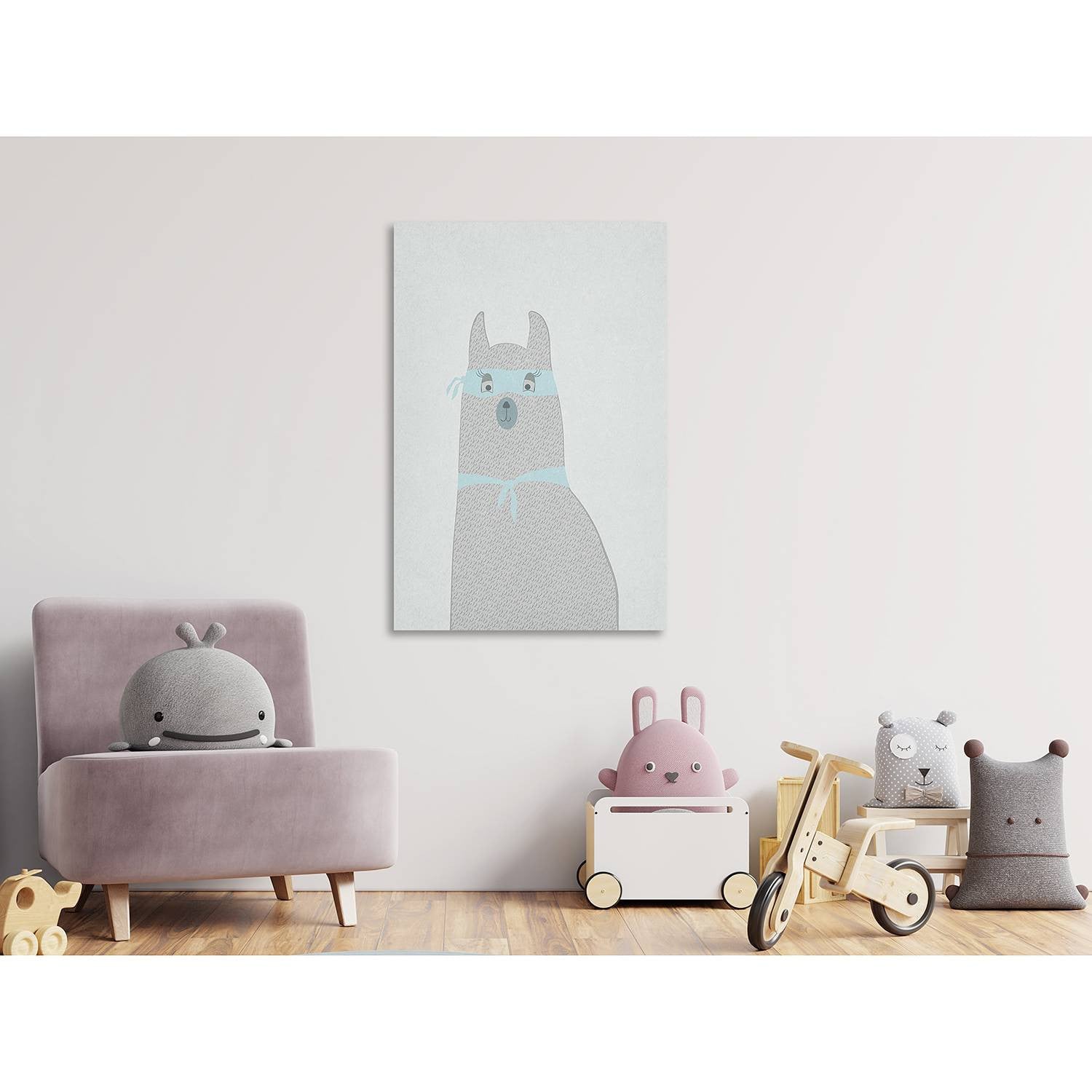 home24 Mysterious Lama linnen afbeelding grijs 40 x 60 cm