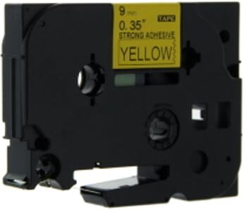 Q-Nomic TZe-S621 Cinta negro sobre amarillo extra fijación (9mm X 8m)