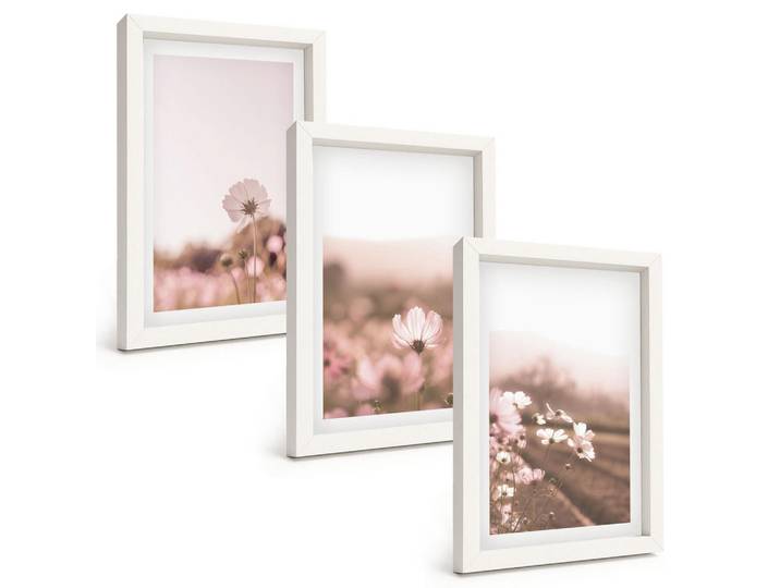 Tulup Bilder SET 3er Set - 20x30 cm Weißer Rahmen - Sommerlandschaften mit Wildblumenwiesen, Kunststoff, Rechteckig, 20x30 cm, Fotografie, Bilder & Rahmen, Bilder