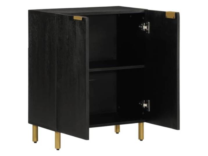 KLGBNCVE Sideboard Schwarz 60x33x75 cm Holzwerkstoff Metallfüße, ergonomische Griffe, Tür, Aufbewahrung, Bad, Küche, Schlafzimmer, Flur, Büro