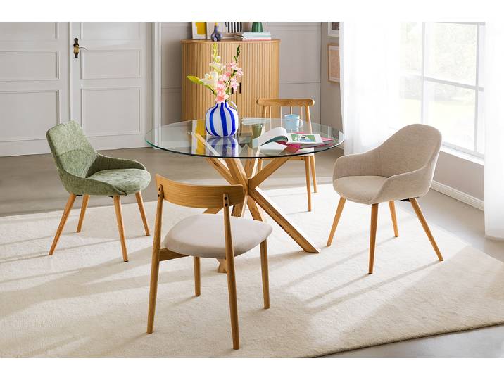 Esstisch DUODA rund Ø 119cm Braun/Beige/Eiche