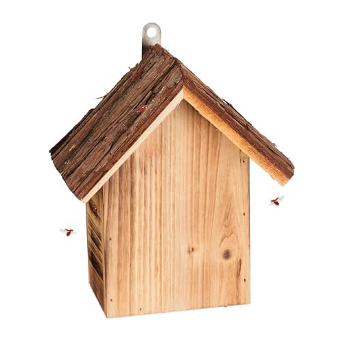 Relaxdays Houten insectenhotel voor lieveheersbeestjes, Bruin, H x B x D: 23 x 19 x 12,5 cm
