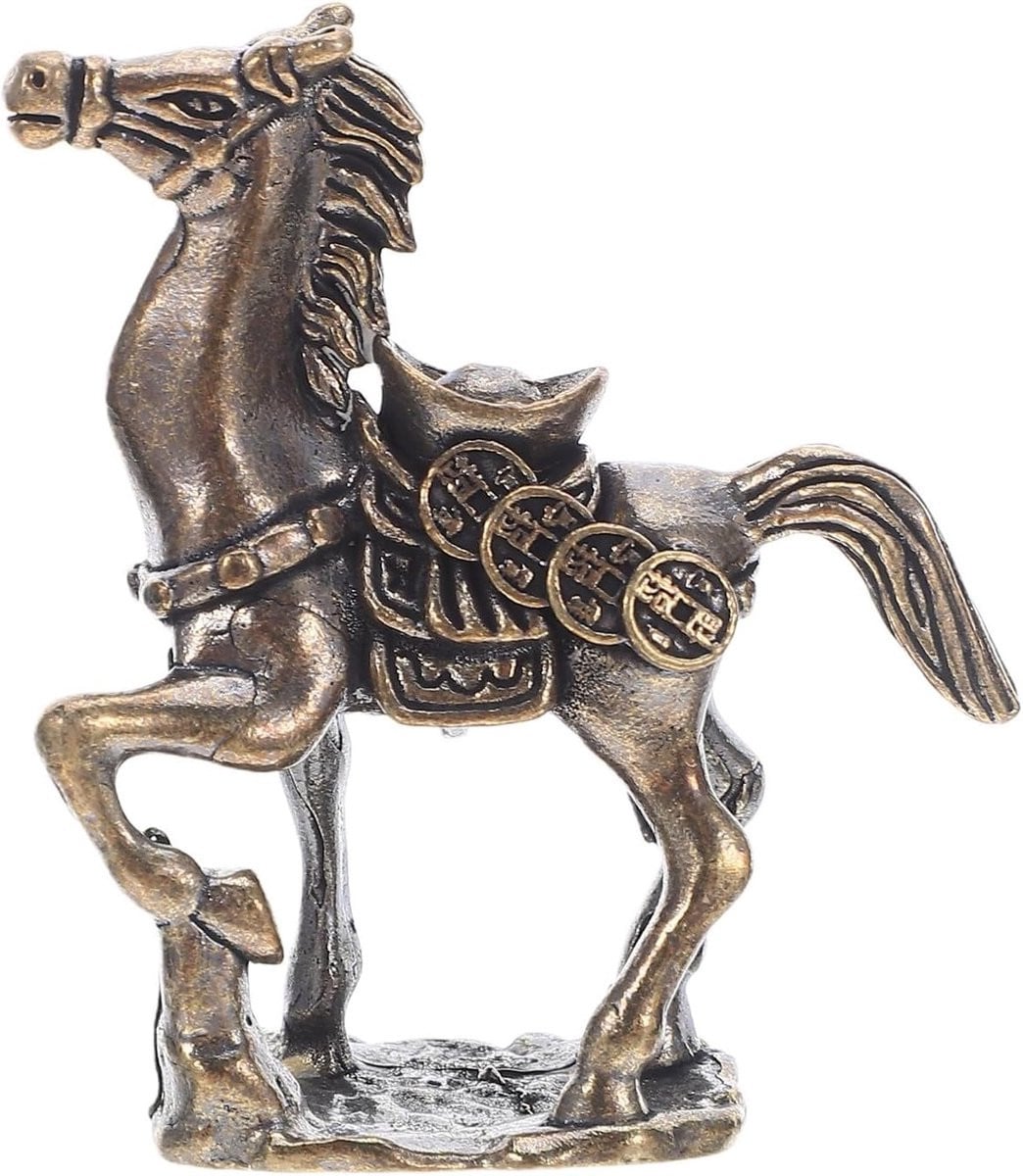 Messing Paardfiguur 2026 - Chinese Zodiac Feng Shui Beeld voor Welvaart en Geluk