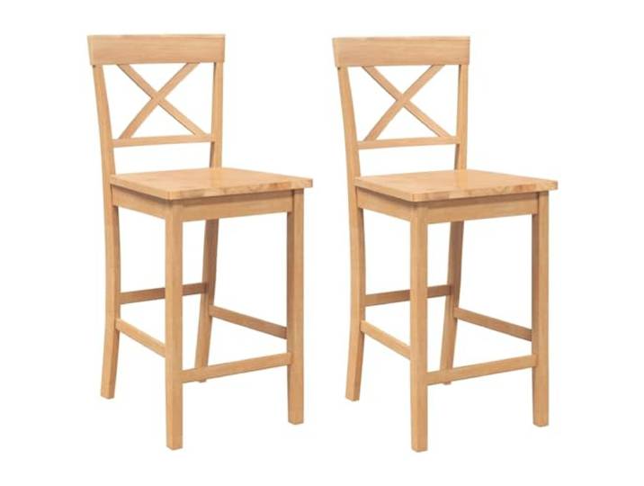 Makastle Barhocker 2 STK. Natur Massivholz Gummibaum