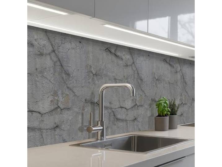 KitchenYeah© Küchenrückwand Selbstklebend Küchenspritzschutz Rückwand 80x300 cm - Wandschutz Ohne Bohren Spritzschutz Wand Wandverkleidung Alt - Beton