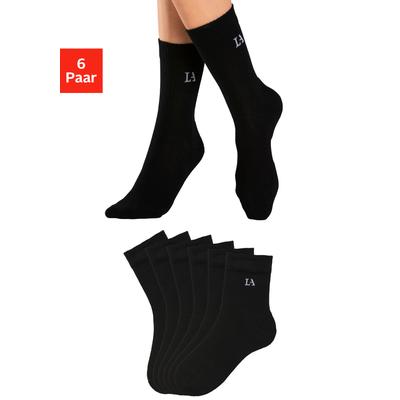 Tennissocken LASCANA ACTIVE "Sportsocken Damen, Laufsocken, Wandersocken", Damen, Gr. 39/42, schwarz (6x schwarz), Baumwollmischung, unifarben, elastisch, Socken Tennissocken, mit Baumwoll Frottee