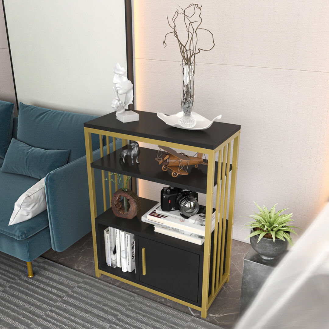 Fairmont Park Letos 80cm H x 60cm W Standard Bookcase Anthracite/Gold