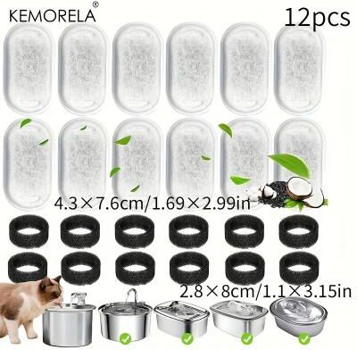Uplift Picks Activated Carbon Cat Water Fountain Filter Sponge Set For Stainless Steel Pet Dispenser Care 12 Pcs