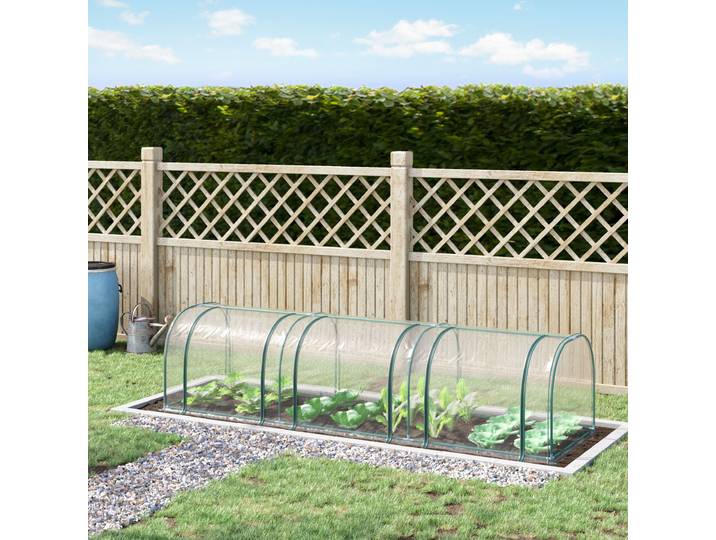 Outsunny Serre Tunnel 3,5m Métal/ PVC Transparent