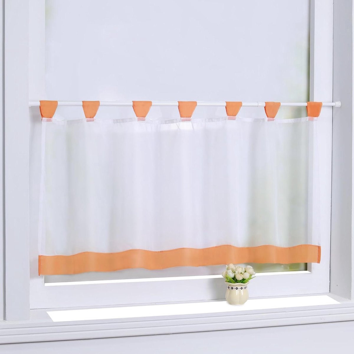 Oranje Vitrage Keukengordijn met Lusbevestiging - 45 x 90 cm
