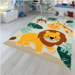 TT Home, Spielteppich + Spielmatte, Kinderzimmerteppich Teppich Junge Mädchen Kinderteppich Rutschfest Zoo Tiere (220 x 160 cm)