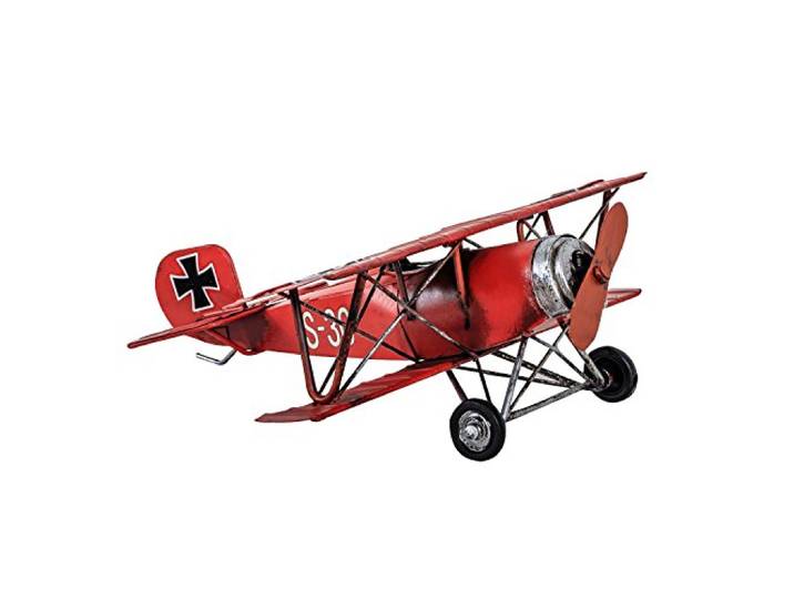 Modellflugzeug roter Baron Flugzeug Modell Blech Metall Antik-Stil 25cm