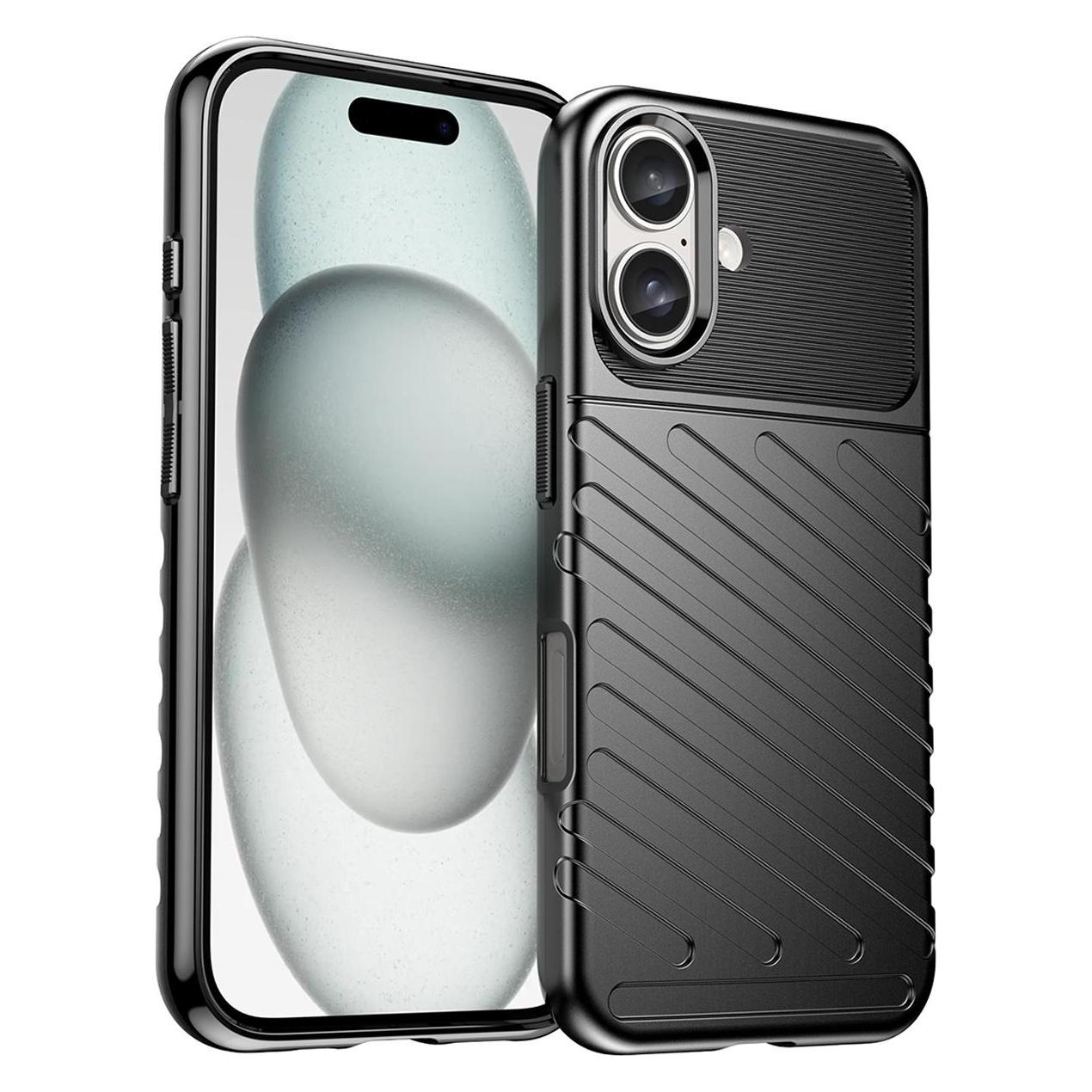 Hurtel Thunder Case for iPhone 16 Plus Silicone Case - Black (Apple iPhone 16 Plus) (THUNDER CASE IPHONE 16 PLUS BLACK)