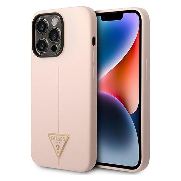 Guess GUHCP14XSLTGP iPhone 14 Pro Max 6,7" różowy/pink hardcase Silicone Triangle (Apple iPhone 14 Pro Max) (GUE002321-0)