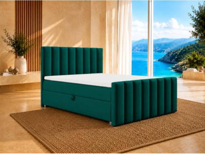Best For Home Trinity K10 Lux Boxspringbett 160x200 mit Bettkasten Topper Luxuriöses Boxspringbett mit 7-Zonen-Bonell-Federkernmatratze, PUR-Schaum-Topper und zwei geräumigen Bettkästen.