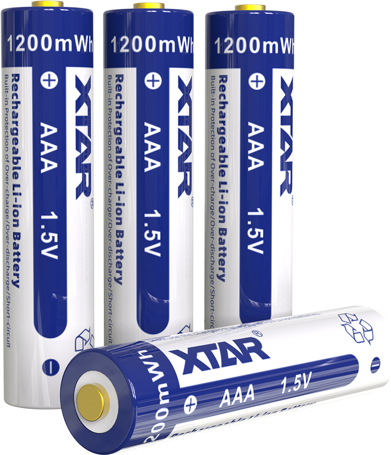 Xtar 1.5V AAA 800mAh Lithium Rechargeable Batteries   4 Pack