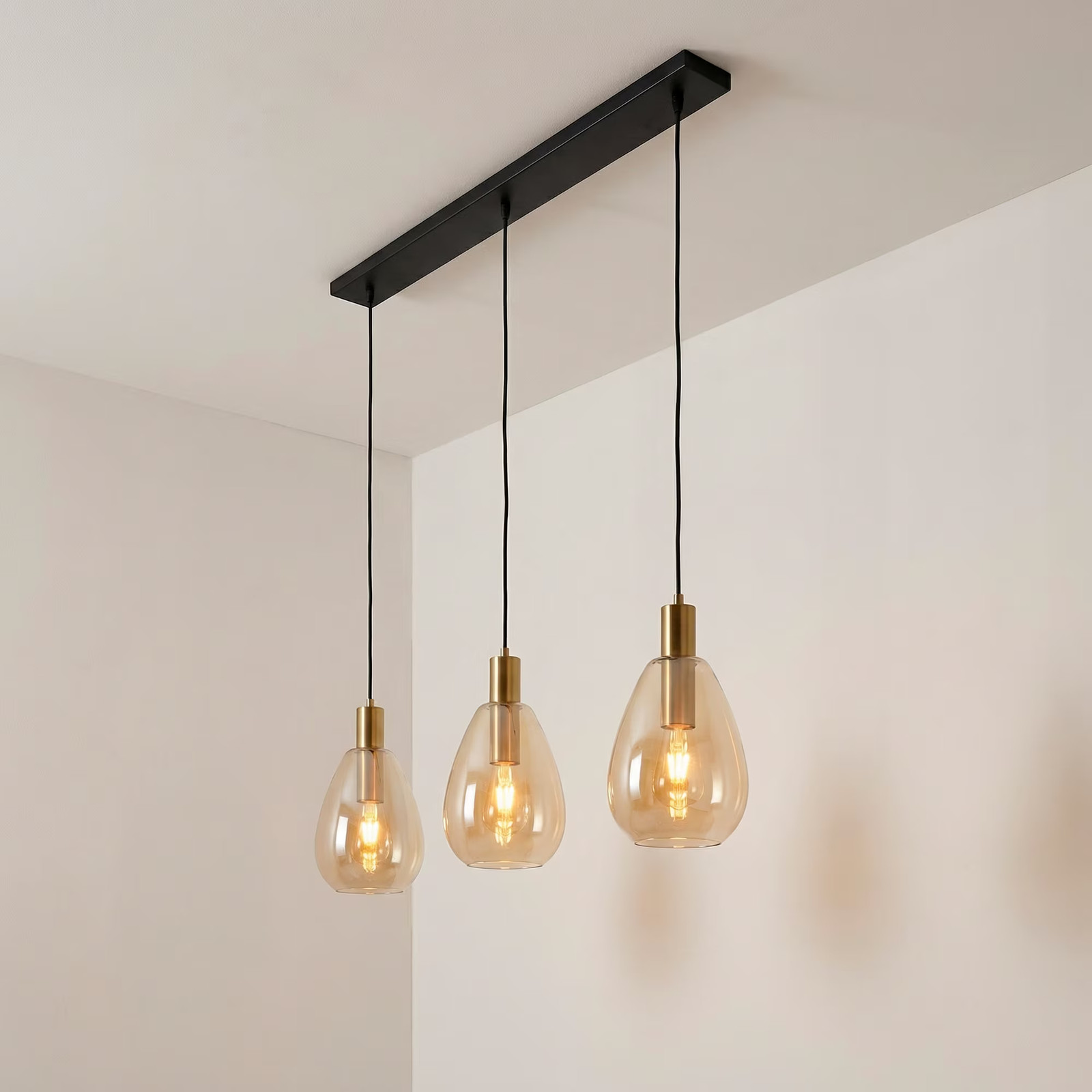 BASE Hanglamp Aislynn 3-lamps Glas Amber