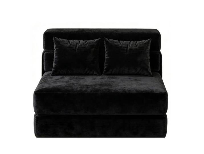 Canapé Lit Pliable 2 Places Futon Compressé Sans Montage 193 x 102 x 15 cm - Canapé Convertible Matelas Pliable Noir
