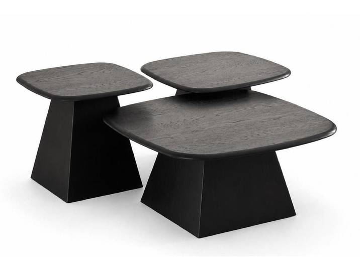 JVmoebel Satztisch Modularer Couchtisch Robust Schwarz Pyramidenförmig Strukturiert Stark, Made in Europa