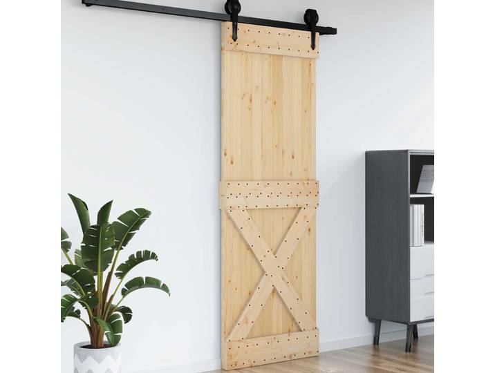 vidaXL Tür Cross NARVIK 80x210cm Massivkiefer (Unbehandelt) Natur
