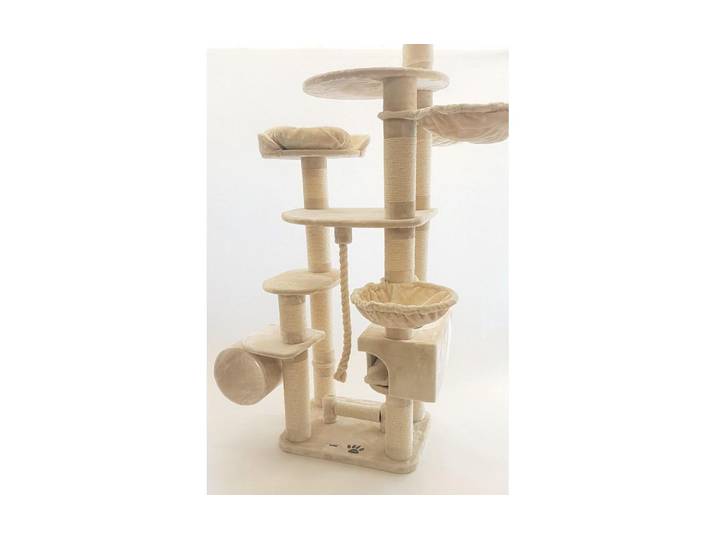 Kratzbaum PetHomes , beige, B:60cm H:255cm T:80cm, Plüsch, Sisal, Kratzbäume, Kratzbaum