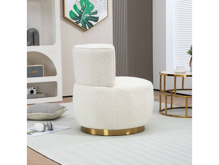 Feuille épaissie Chaise pivotante moderne à 360 degrés chaise pivotante ronde finition velours teddy doux dossier confortable