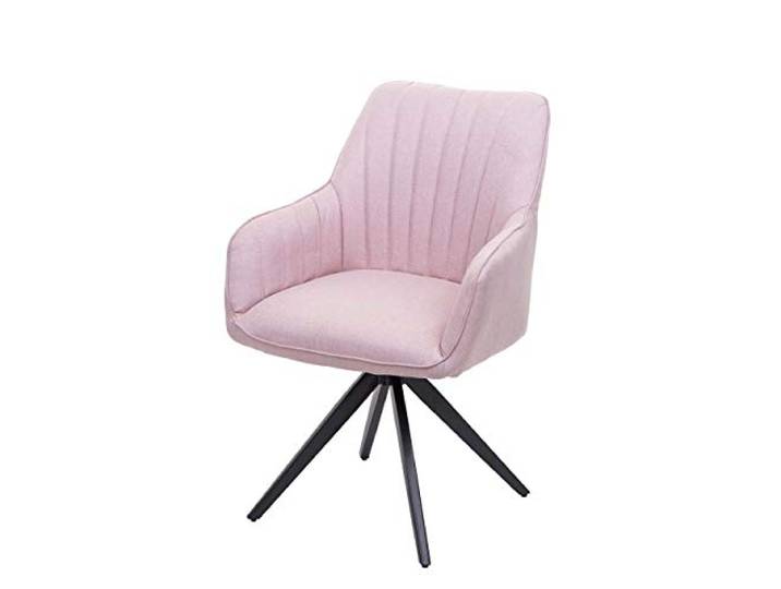 Mendler Esszimmerstuhl HWC-H73 Retro Stahl Stoff/Textil - rosa