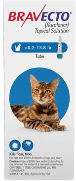 Bravecto Spot-On For Medium Cats 6.2 Lbs - 13.8 Lbs (Blue) 2 Pack