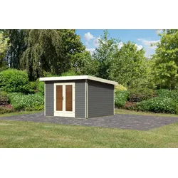 Karibu Premium Gartenhaus Radeburg 1 - 40mm-309 x 309 cm-terragrau