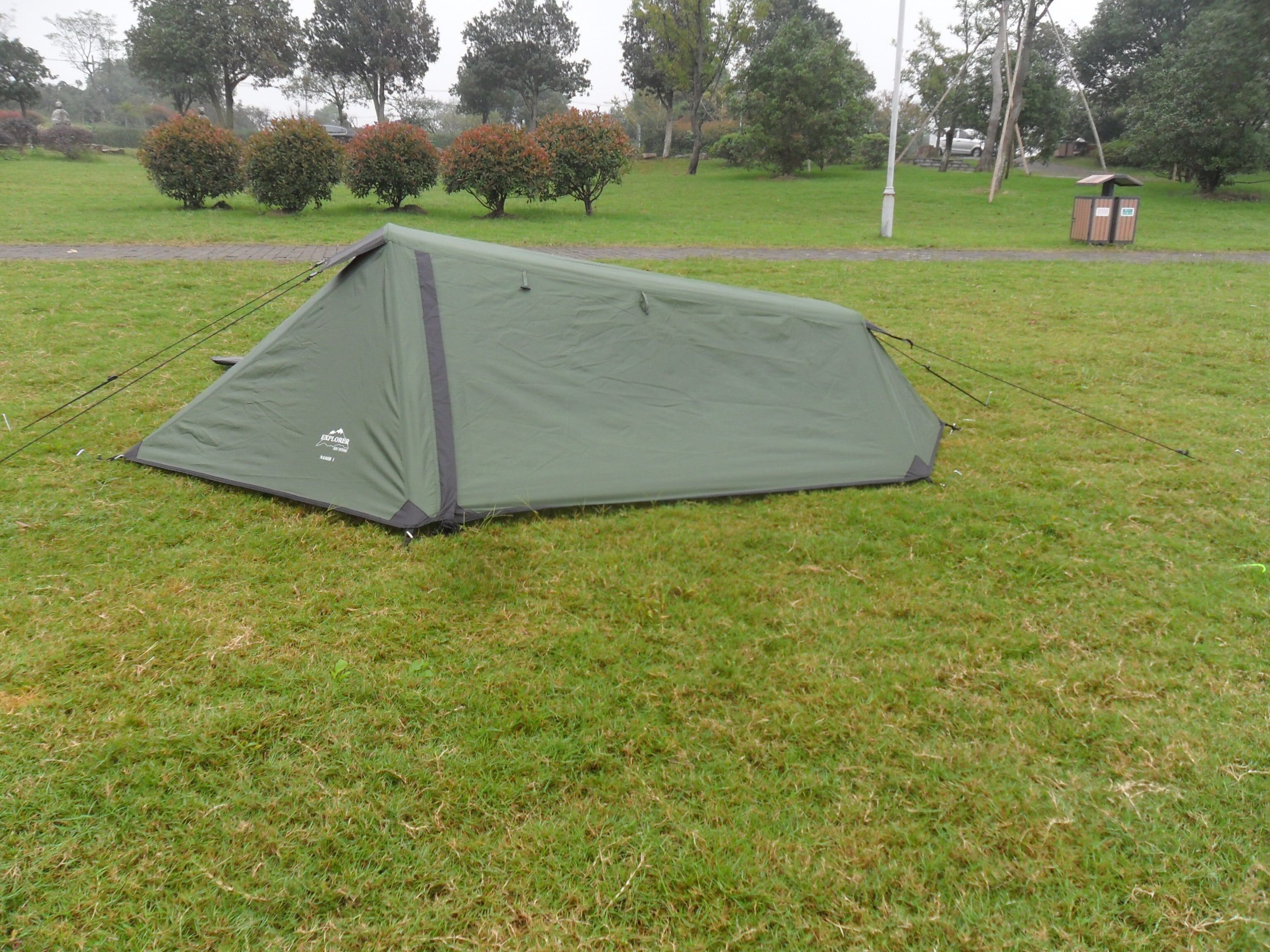 Biwakzelt EXPLORER "Namib 1", grün (grün, grau), Zelte, B/H/L: 170cm x 75cm x 265cm, Biwakzelt, B:170cm H:75cm L:265cm