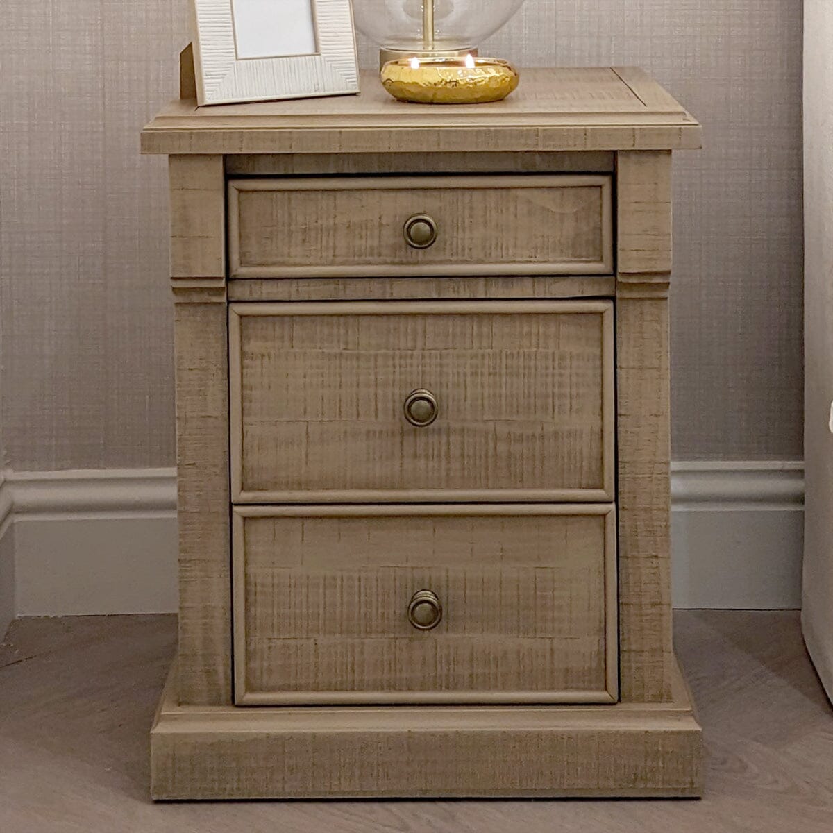 Lilliana Luxury 3 Drawer Bedside Table with Brass Handles