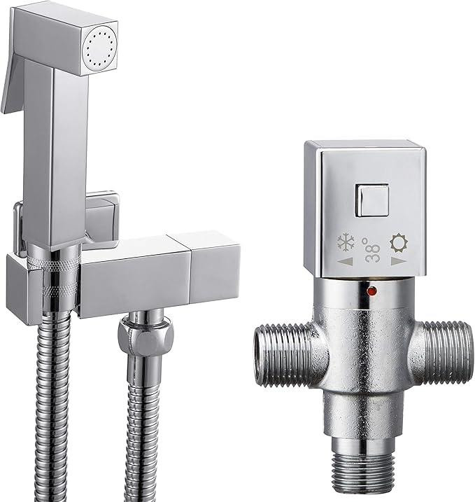 Dripio Thermostatische douche- en bidetset met chroom afwerking en 1,2 meter slang