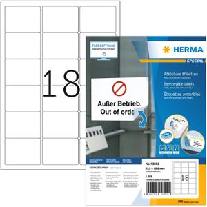 Herma Movables 10302 Etiketten weiß 63.5 x 46.6mm, 1800 Stück