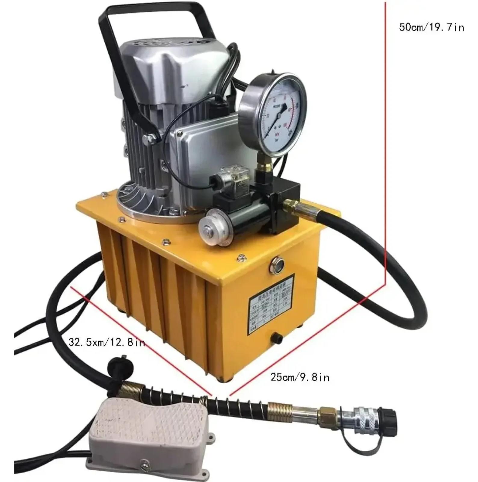 Elektrische Hydraulikpumpe - 750 W - Einfachwirkend - Magnetventilsteuerung - 7 l - 700 bar - 220 V mit EU-Stecker