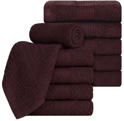 Ample Decor Luxurious Cotton Soft Washcloths 12X12 Inch - 10 Pcs