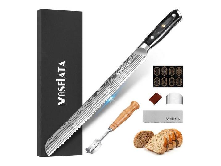 LuxusKollektion Brotmesser Brotmesser Wellenschliff 25cm Edelstahl Holzgriff