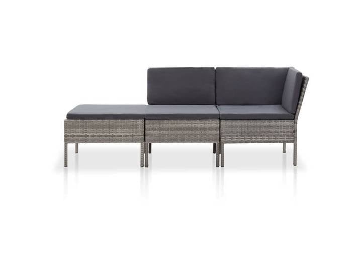 Salon de jardin 3 pcss - Solide&Luxe - mobilier terrasse - Résine tressée - Gris - 57 x 69 x 67 cm - coussins inclus（65284）