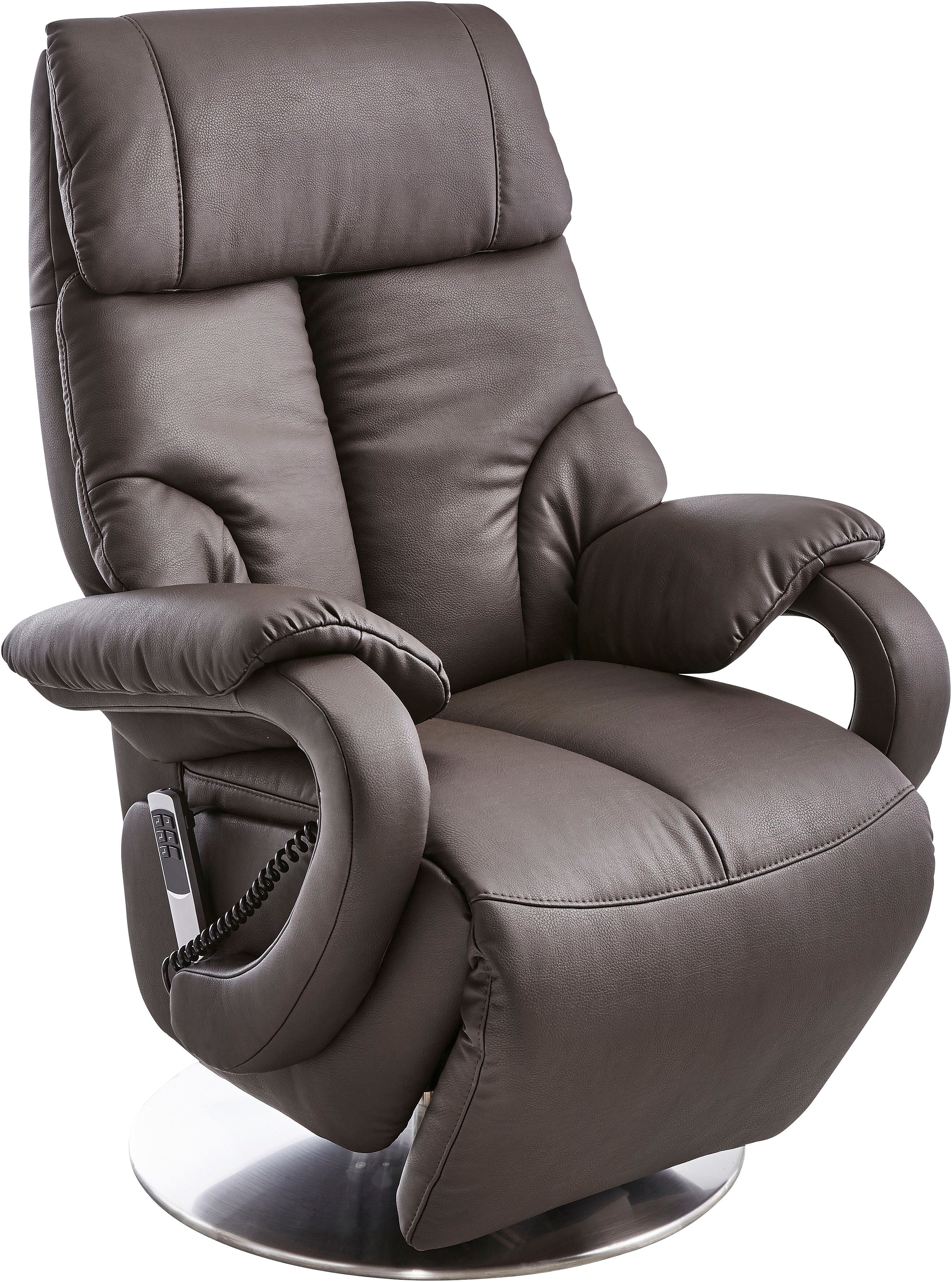 TV-Sessel SIT & MORE "Invito mit Kopfteilverstellung & Drehfunktion, weitere Funktionen", braun (mokka), B:80cm H:111cm T:80cm, NaturLEDER (echtes Rindsleder);Luxus-Microfaser (100% Polyester);Luxus-Kunstleder, Sessel, TV-Sessel, in Grösse S, wahlweise mi