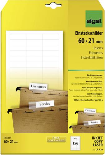 Sigel LP720 Einsteckschild Hängemappen 60cm x 21mm