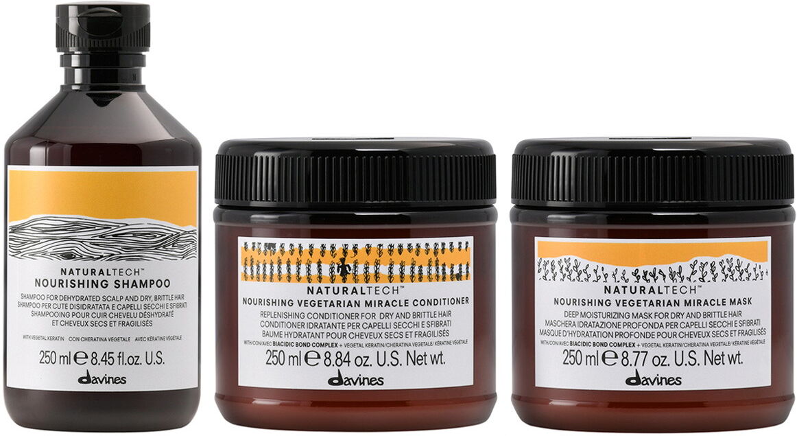 750ml Davines Naturaltech Nourishing Set (Shampoo 250ml + Conditioner 250ml + Maske 250ml)