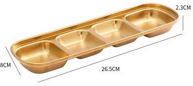 Inspired Finds 304 Stainless Steel Korean Style Dinner Plate And Multifunctional Sauce Serving Dish four Squares Gold