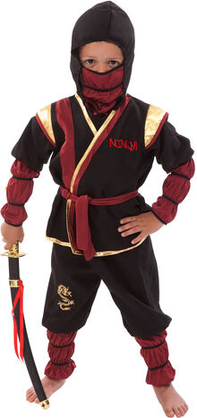 Kinderkostüm "Ninja", rot/schwarz