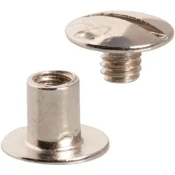 100 Buchschrauben, vernickelt Hülse mit Loch, Schraube geschlitzt | 3,5 mm, Metall, silber