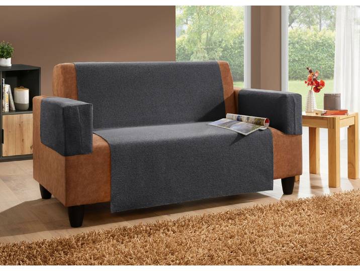 Wohnaccessoires aus Chenille mit Anti-Rutsch-Beschichtung, Anthrazit, Größe 103 (Couchschoner, 100x200 cm)