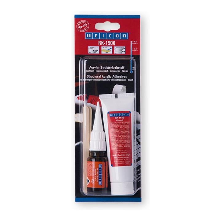 WEICON RK-1500, Acrylat-Strukturklebstoff, flüssiger No-Mix Klebstoff, 60 g, gelblich, transparent (10563860)